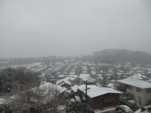 雪に覆われた川崎